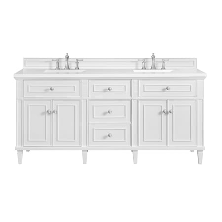 James Martin Vanities 72'' Double Vanity, Bright White w/ 3 CM White Zeus Quartz Top 424-V72-BW-3WZ